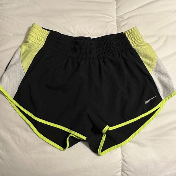 Nike Black Shorts with Built-In Briefs and Green and White Details  (Size M) - Picture 1 of 6